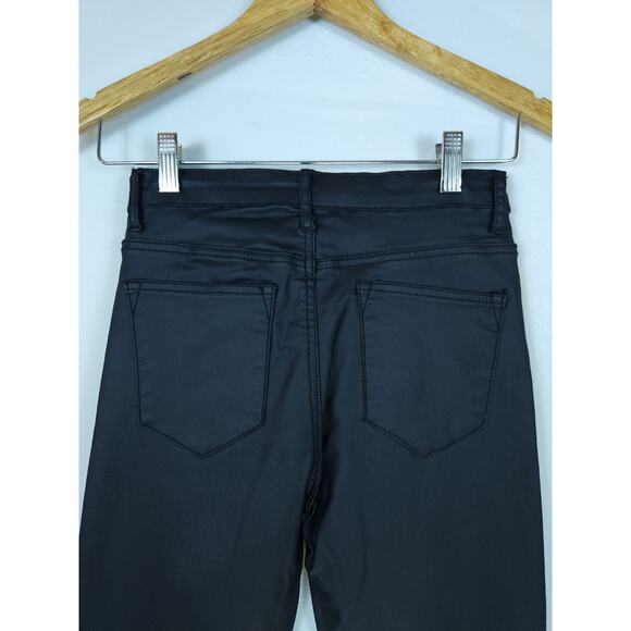 Edikted Medium High-rise Black Coated Faux Leather Flare And Stretchy Pants - Picture 8 of 12